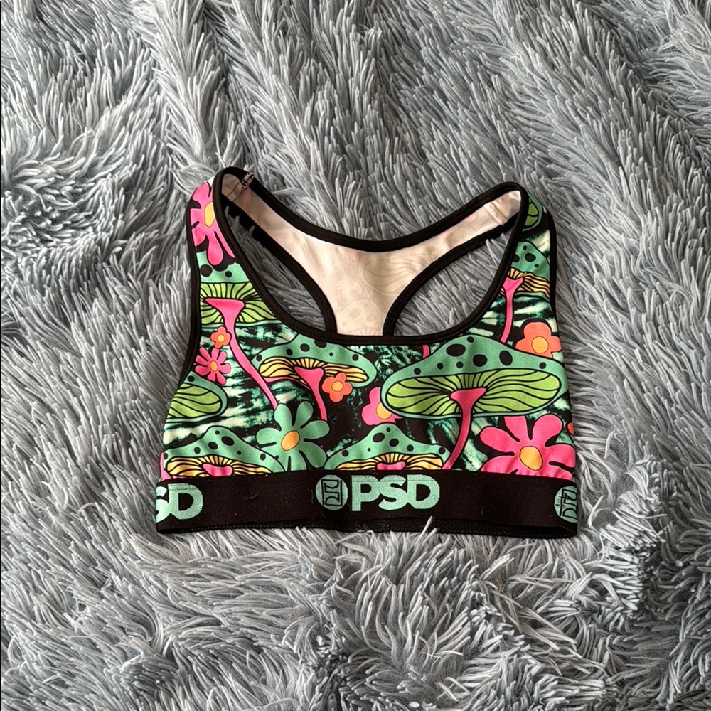 💙Trippy Hippy Mushroom Print Sports Bra PSD Small